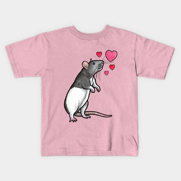 Hooded rat love Kids T-Shirt by animalartbyjess